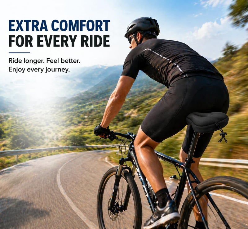 PulGos Cycle Seat Cover for Men & Women | 𝐄𝐱𝐭𝐫𝐚 𝐒𝐨𝐟𝐭 Gel Padded Cushion for 𝐏𝐚𝐢𝐧-𝐅𝐫𝐞𝐞 𝐑𝐢𝐝𝐞𝐬 | Anti-Slip, Breathable 𝐋𝐨𝐧𝐠 Lasting Memory Foam & Universal Fit for All Cycles - Image 5