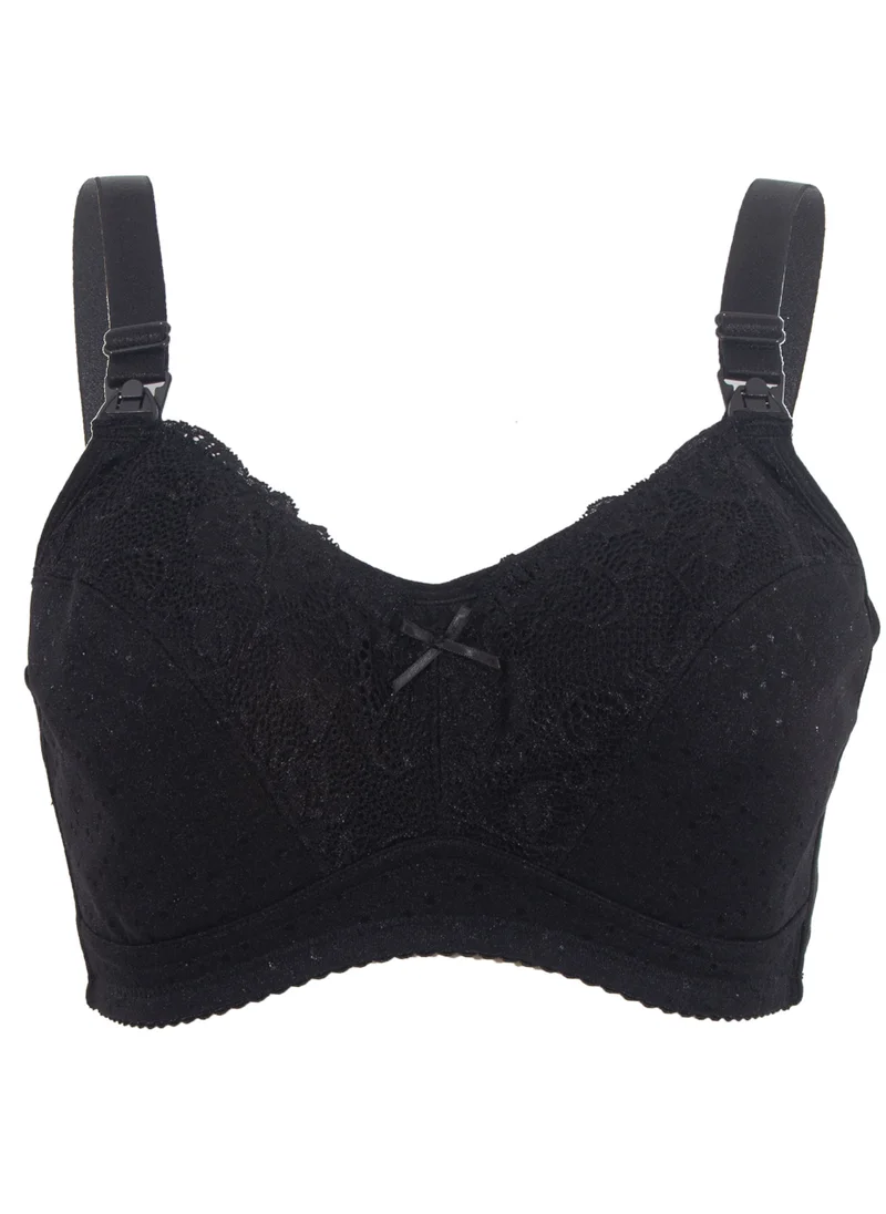 أوكوس Basic Cotton Maternity And Nursing Bra - Black - Large