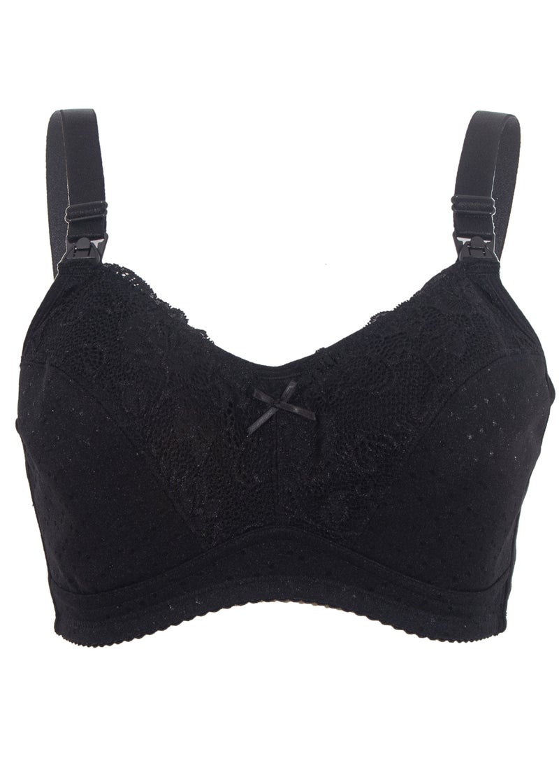 أوكوس حمالة صدر قطنية أساسية للحمل والرضاعة - أسود - مقاس كبير - Image 1