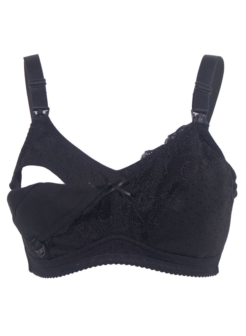 أوكوس حمالة صدر قطنية أساسية للحمل والرضاعة - أسود - مقاس كبير - Image 4