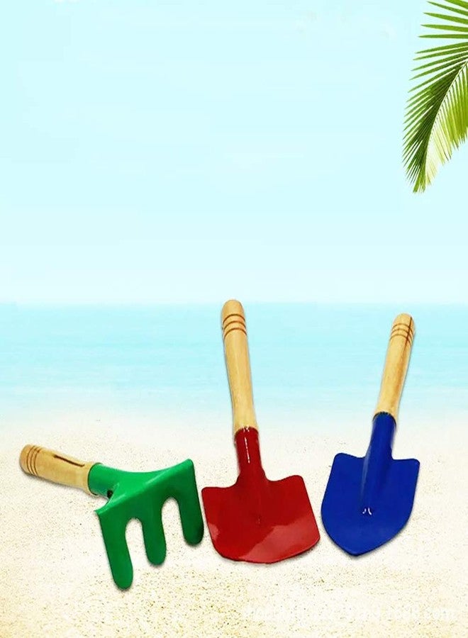 Delphinus Kids Gardening Tool Set, 6PCS Gardening Tools for Kids Metal with Sturdy Wooden Handle Safe Gardening Tools 8" Children Beach Sandbox Toy - Image 5