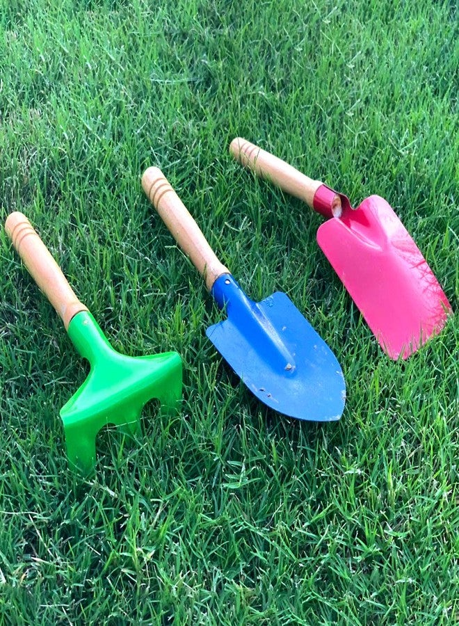 Delphinus Kids Gardening Tool Set, 6PCS Gardening Tools for Kids Metal with Sturdy Wooden Handle Safe Gardening Tools 8" Children Beach Sandbox Toy - Image 2