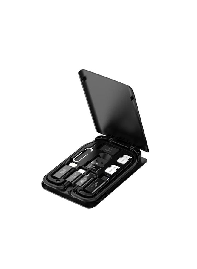 صندوق أدوات سفر متعدد الاستخدامات iEngage، صندوق كابل USB-C مع حامل بطاقة SD/SIM - يدعم الشحن من Type-C إلى C بقوة 65 واط، ومن Type-C إلى Lightning، ومن Type-C إلى Micro، ومن Type-C إلى USB، وفتحة TF وSIM، مع منفذ إخراج.