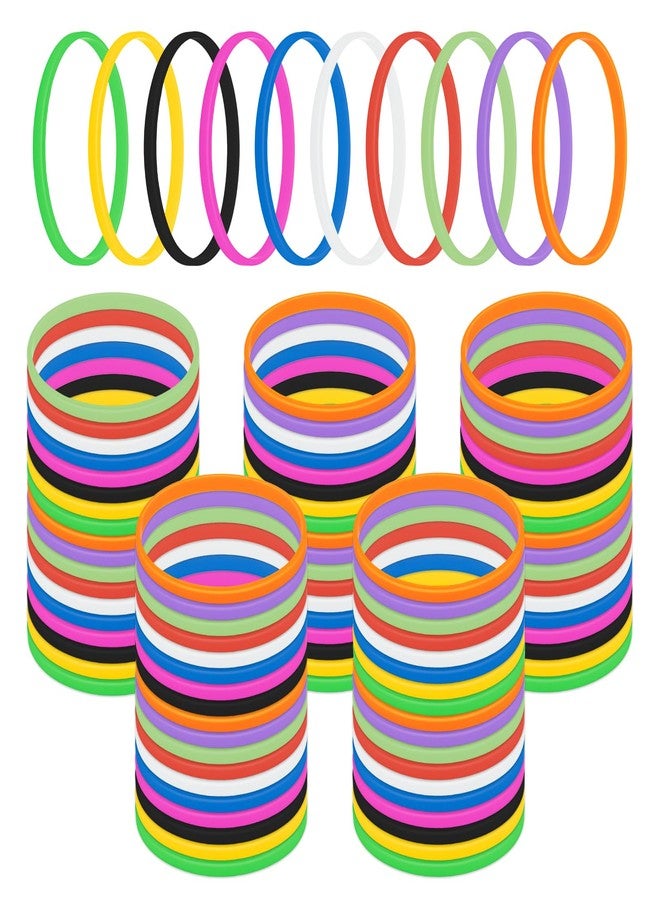 GOGO 100 Pcs Thin Silicone Wristbands for Adults, 1/5" Wide Rubber Bracelets - Mixed Colors - Image 1