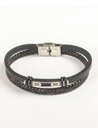 2 Layered Stainless Steel & Black & Brown Leather Bracelet For Men - pzsku/Z96D88E5FC7C139B9C9E2Z/45/_/1719154129/730b1fa4-f832-4d8d-b722-f36feec47c24