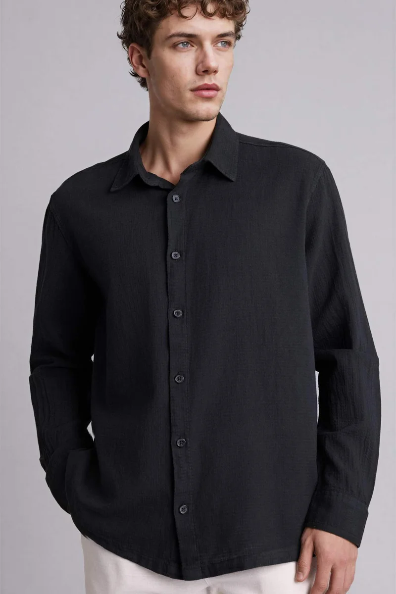 ديفاكتو 100% Cotton Regular Fit Shirt Collar Long Sleeve Shirt