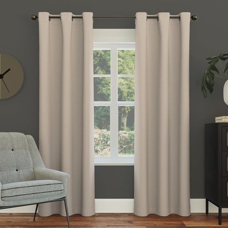 Sun Zero Easton Energy Saving Blackout Grommet Curtain Panel, 40" x 63", Stone - Image 1
