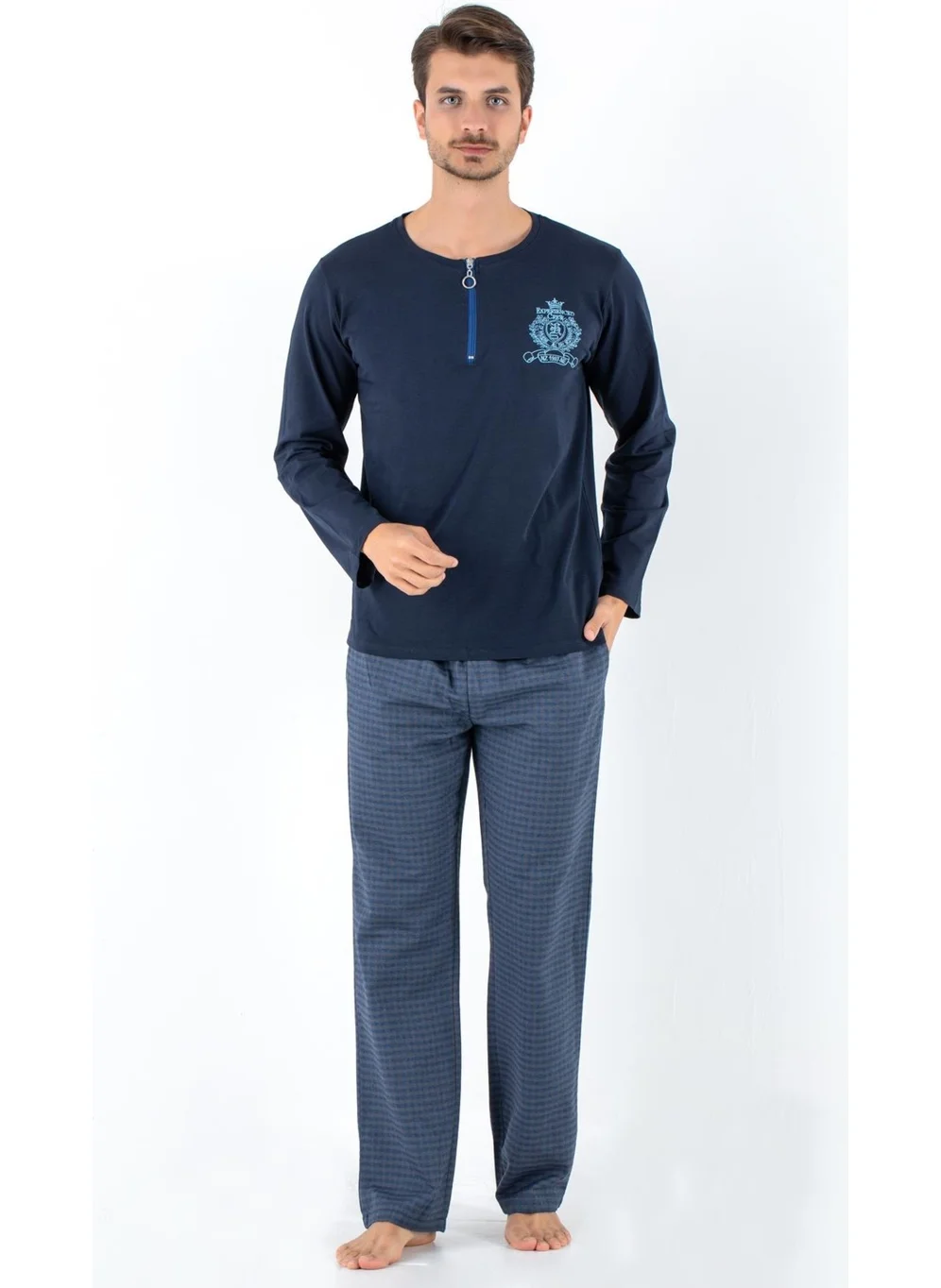 دو رى مى Prussian Blue Men's Pajamas Set