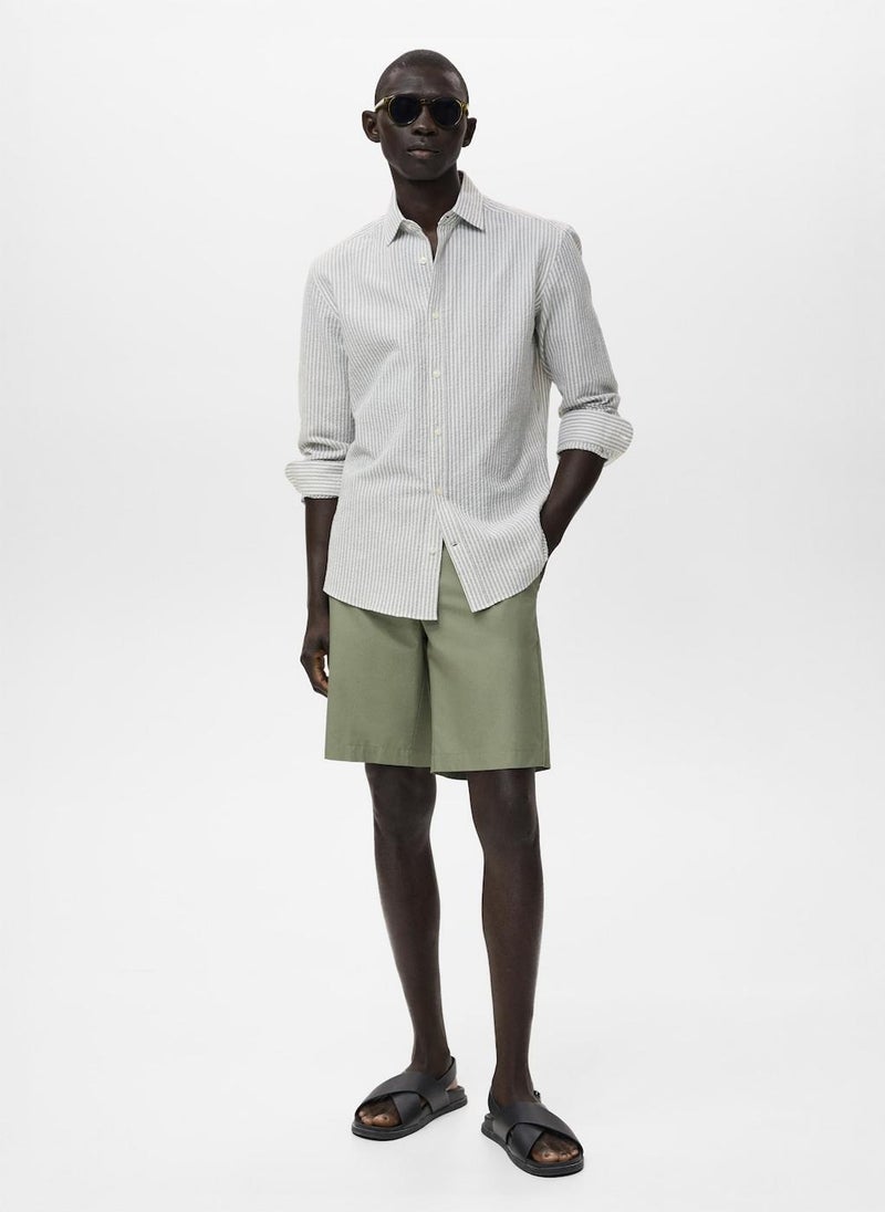 Mango Man Regular Fit Stripe Textured Shirt  - Image 4