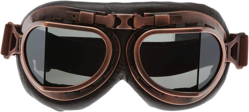MUXSAM Vintage Motorcycle Goggles, ATV Motocross Goggles, Dirt Bike Racing Riding Off Road Scooter Glasses, Windproof Dustproof Eyewear for Adults Men Women, Copper Frame Smoke Lens - Image 1