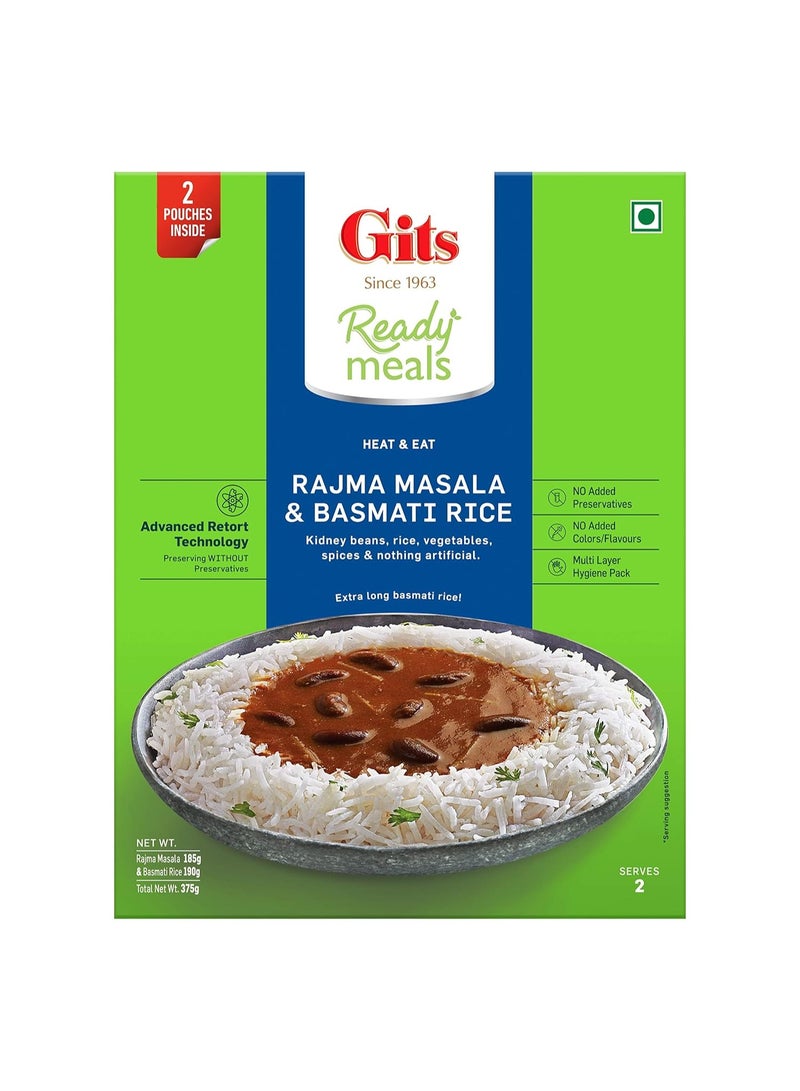 Gits Ready to Eat Basmati Rice & Rajma Masala Combo Meal, Pure Veg, Heat and Eat, 375g (Pack of 3) - Image 2