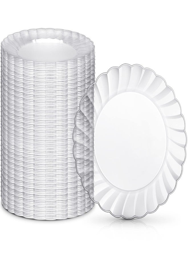 Eaasty 200 Pcs Clear Plastic Plates 6 Inch Disposable Fancy Salad Dessert Plates Round Clear Party Plates for Weddings Reception Catering Birthday Celebration Buffets Fiestas Dinner Appetizer Cake Supplies - Image 1