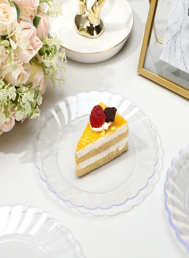 Eaasty 200 Pcs Clear Plastic Plates 6 Inch Disposable Fancy Salad Dessert Plates Round Clear Party Plates for Weddings Reception Catering Birthday Celebration Buffets Fiestas Dinner Appetizer Cake Supplies - Image 3