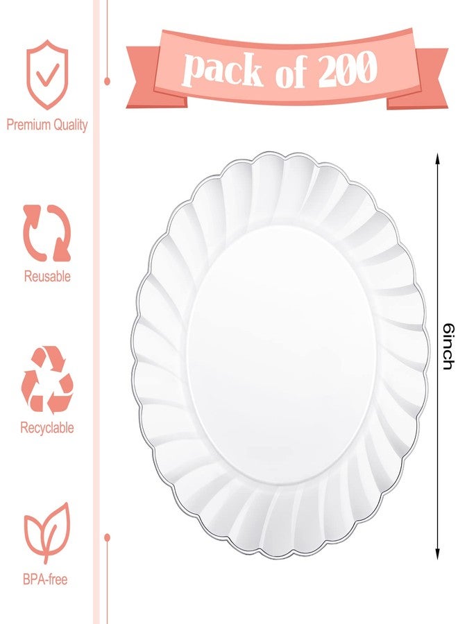 Eaasty 200 Pcs Clear Plastic Plates 6 Inch Disposable Fancy Salad Dessert Plates Round Clear Party Plates for Weddings Reception Catering Birthday Celebration Buffets Fiestas Dinner Appetizer Cake Supplies - Image 2