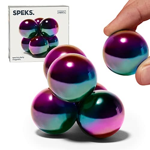 Speks Supers Magnetic Balls Fidget Toy for Adults and Teens 14  Stress Relief Desk Toy  Stocking Stuffers  Office Holiday Gifts  Oil Slick 6 Pack - Image 1