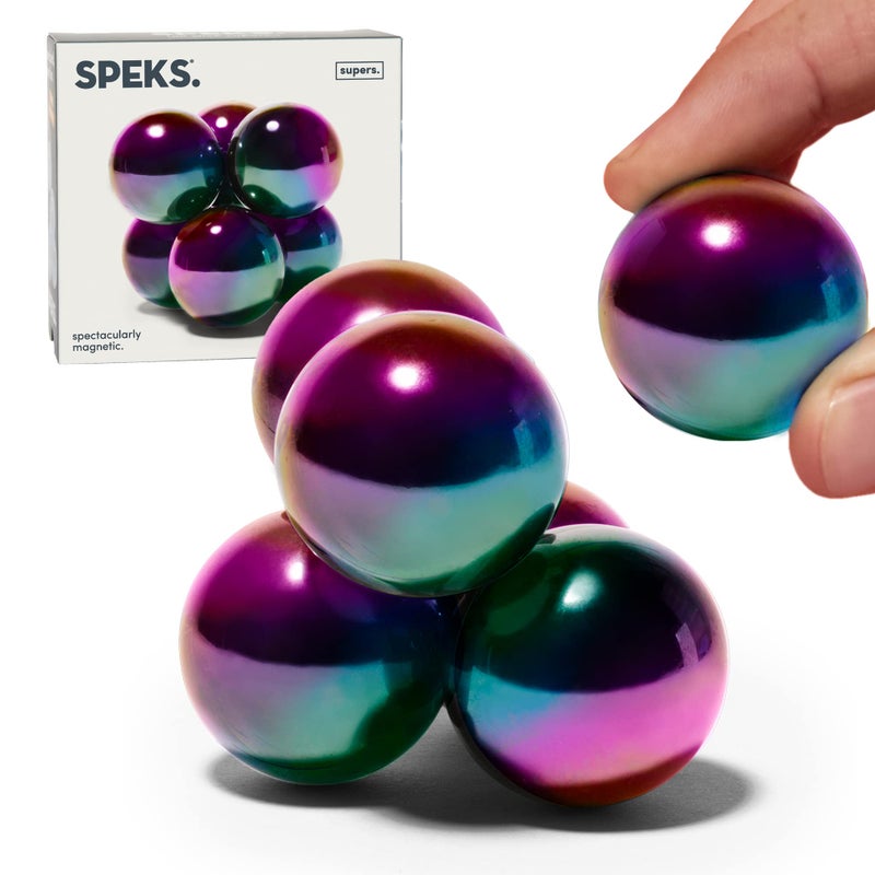 Speks Supers Magnetic Balls Fidget Toy for Adults and Teens 14  Stress Relief Desk Toy  Stocking Stuffers  Office Holiday Gifts  Oil Slick 6 Pack - Image 2