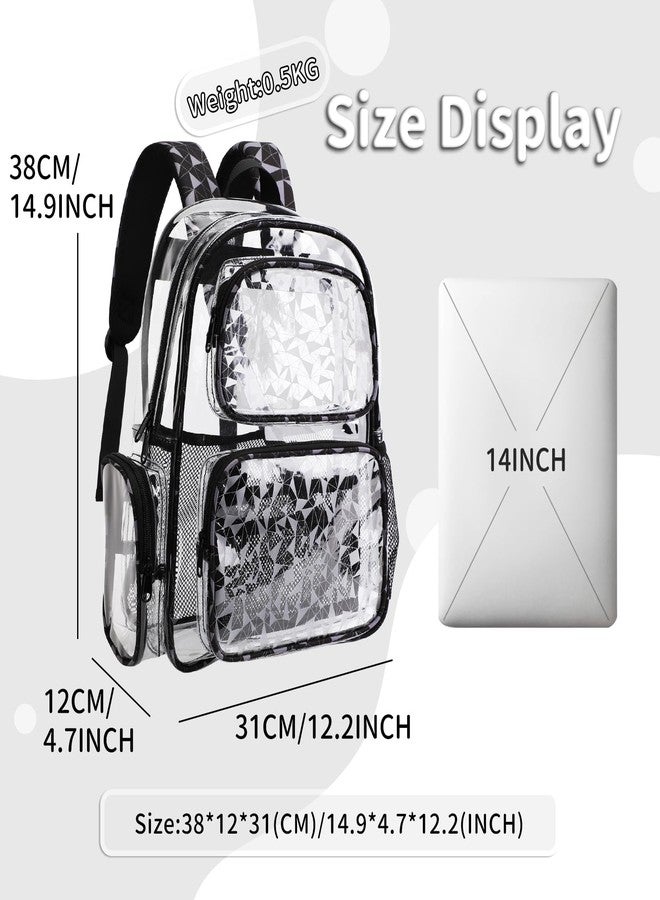 TINYAT Heavy Duty Clear Backpack for Stadium Events Transparent Backpack for Women See Through Bookbag Cute Clear Plastic Bag - Image 3