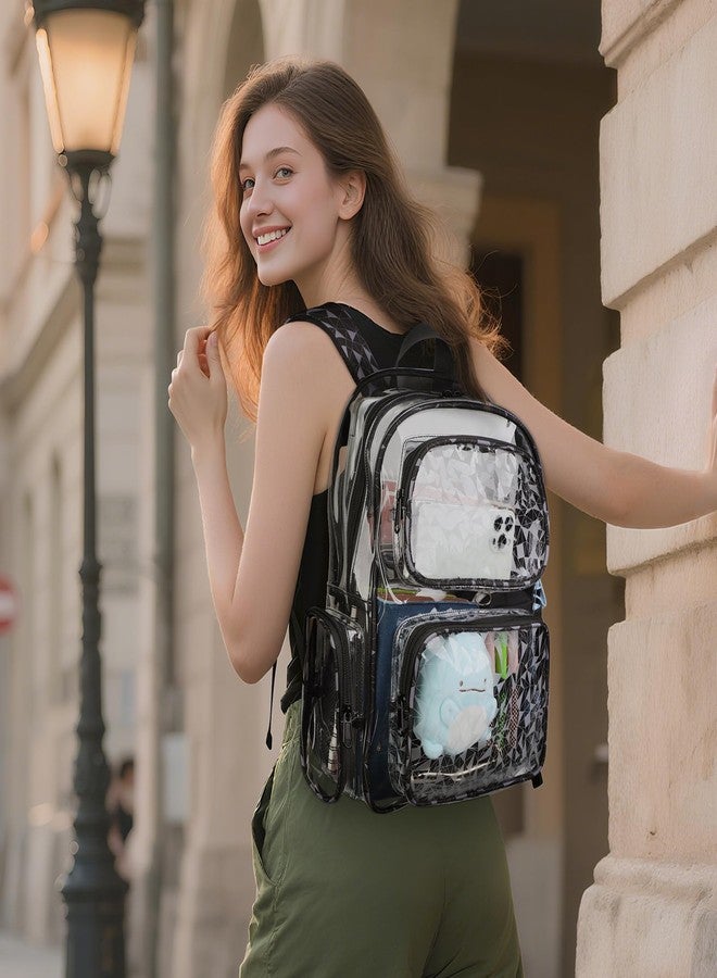 TINYAT Heavy Duty Clear Backpack for Stadium Events Transparent Backpack for Women See Through Bookbag Cute Clear Plastic Bag - Image 2