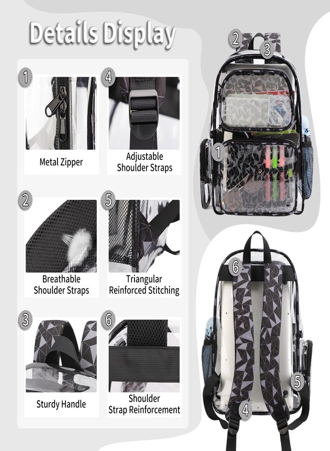 TINYAT Heavy Duty Clear Backpack for Stadium Events Transparent Backpack for Women See Through Bookbag Cute Clear Plastic Bag - Image 4