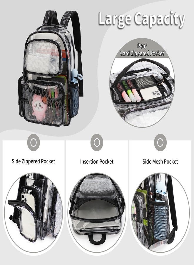 TINYAT Heavy Duty Clear Backpack for Stadium Events Transparent Backpack for Women See Through Bookbag Cute Clear Plastic Bag - Image 5