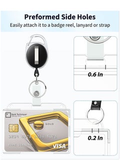 KASTWAVE Horizontal 2-Card Badge Holder with Thumb Slot Hard Transparent PC Case Protector for Office School IDs Credit Cards Driver’s Licenses and Passes, 5 Pack  - Image 5