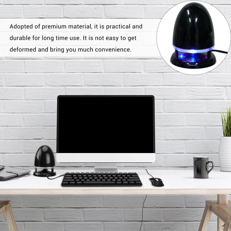 Portable Mini Speaker with USB Light Anti Interference Aux Input Bass Sound Black Blue - Image 5
