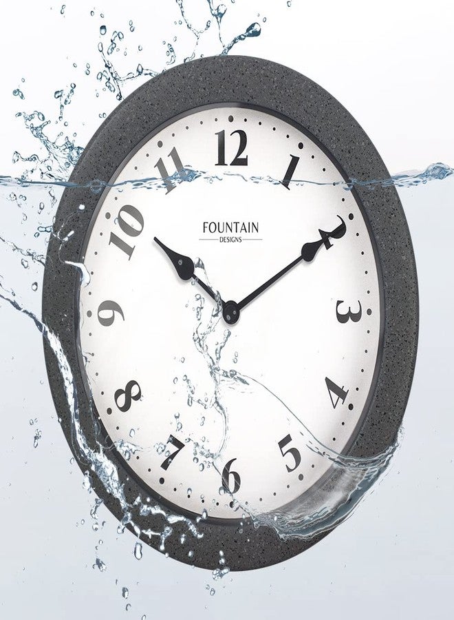 ساعة FOUNTAIN DESIGNS صغيرة الحجم 8.26 بوصة بتصميم نورديك داخلي/خارجي، مقاومة للماء والظروف الجوية، مناسبة للحمام والفناء وحمام السباحة والمطبخ، بتصميم عصري (لون حجر رملي رمادي) - Image 3