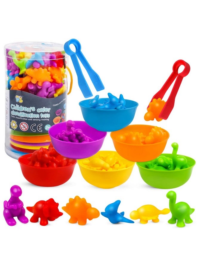 USATDD Counting Dinosaur Toys Matching Color Sorting Stacking Games With Bowls Preschool Learning Activities For Educational Sensory Montessori Stem Toy Sets Gift For Toddlers Kids Boys Girls Aged 3+ - Image 1