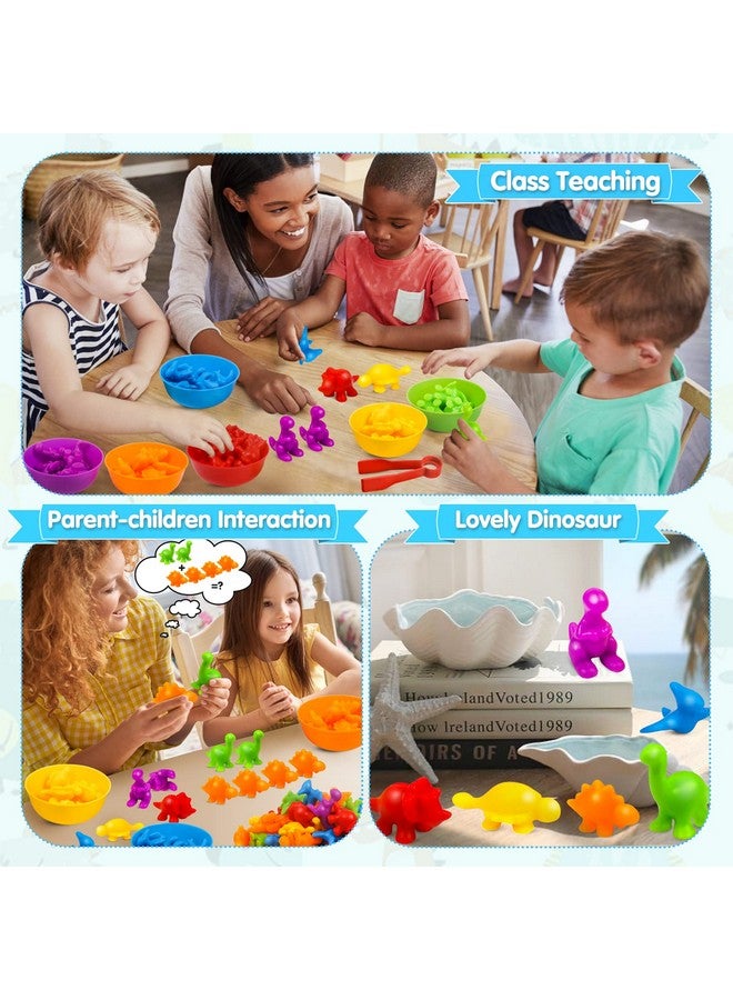 USATDD Counting Dinosaur Toys Matching Color Sorting Stacking Games With Bowls Preschool Learning Activities For Educational Sensory Montessori Stem Toy Sets Gift For Toddlers Kids Boys Girls Aged 3+ - Image 4