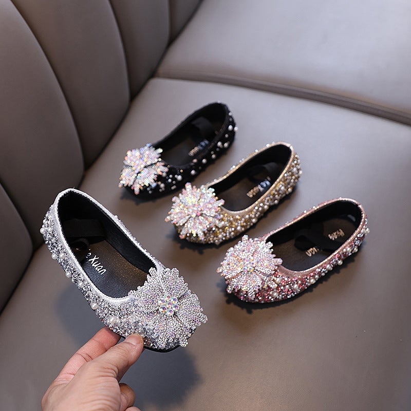 Autumn Lady Baby Girl Girl Princess Diamond Shoes Leather Shoes Dance Shoes - Image 2