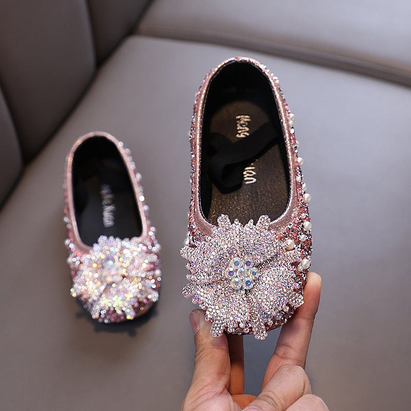 Autumn Lady Baby Girl Girl Princess Diamond Shoes Leather Shoes Dance Shoes - Image 1