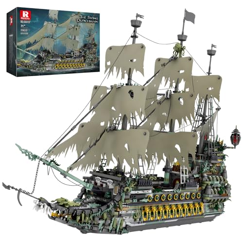 Reobrix Pirate Ship Building Sets MOC Flying Dutchman Model Toy BoatGreen Ghost Ship Building Blocks Sets 66037Toy Sets for AdultsHalloween Home Decor Birthday Gifts for Kids 145503 PCS - Image 1