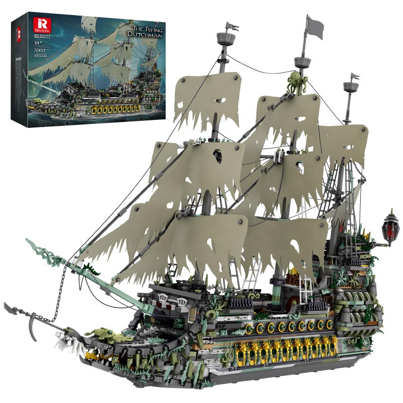 Reobrix Pirate Ship Building Sets MOC Flying Dutchman Model Toy BoatGreen Ghost Ship Building Blocks Sets 66037Toy Sets for AdultsHalloween Home Decor Birthday Gifts for Kids 145503 PCS - Image 2