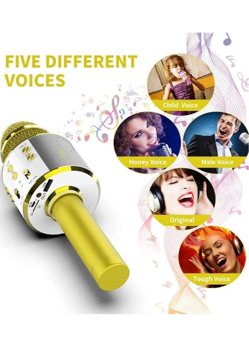 Wireless Bluetooth Karaoke Microphone,Rechargeable Kids Microphone Karaoke Machine,Professional Handheld Karaoke Mic Speaker Home KTV Kids Birthday Party - Best Gifts for Kids Adults (Gold) - Image 2