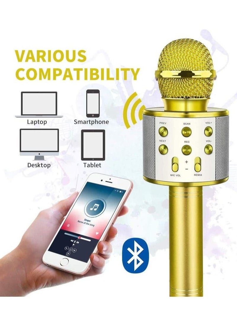 Wireless Bluetooth Karaoke Microphone,Rechargeable Kids Microphone Karaoke Machine,Professional Handheld Karaoke Mic Speaker Home KTV Kids Birthday Party - Best Gifts for Kids Adults (Gold) - Image 4