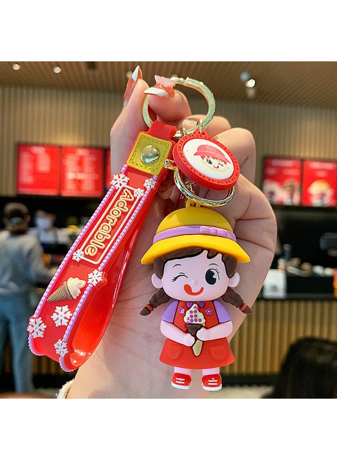Creative Ice Cream Boy Girl Keychain Doll Couple Cartoon Car Bag Key Chain Pendant Key Rope