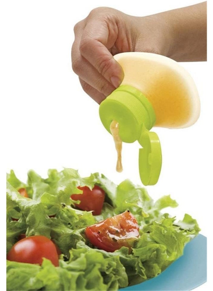 3 Packs Portable Salad Dressing Containers, Silicone Squeeze Bottle, Leak Proof Cap, Kitchen Tool Small Dip Condiment Dispensers, Mini Food Storage Containers (3) - Image 3