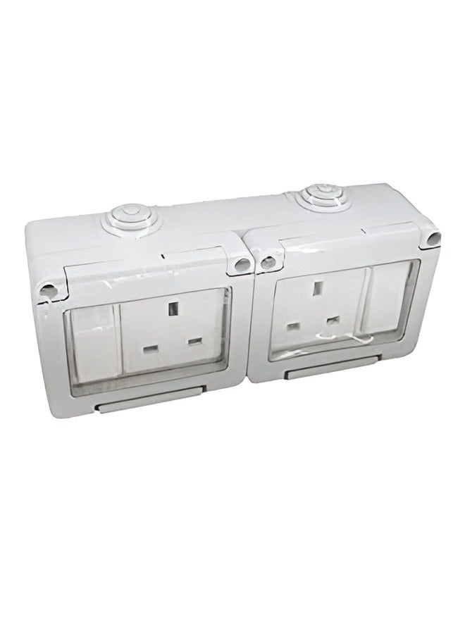 ABBASALI Outdoor Waterproof Weatherproof Switch Socket IP55 Grey (DOUBLE SOCKET)