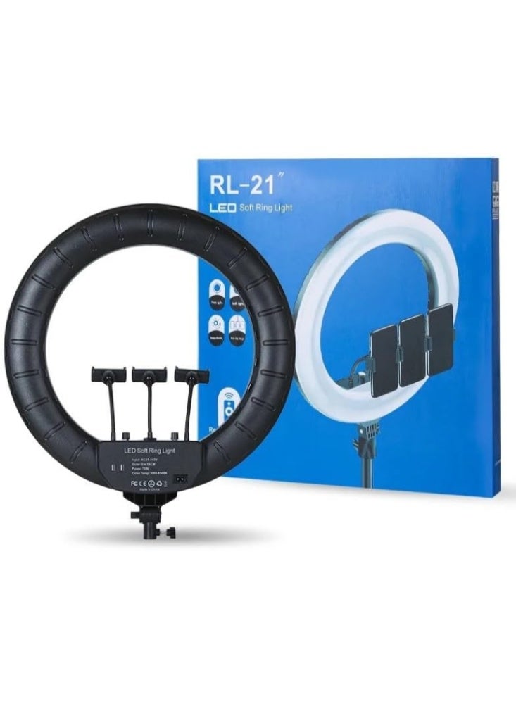 PLOKAMA RL-21 21-Inch Ring Light Kit – Soft LED Fill Light with Tripod & Multi Phone Holders - Image 1