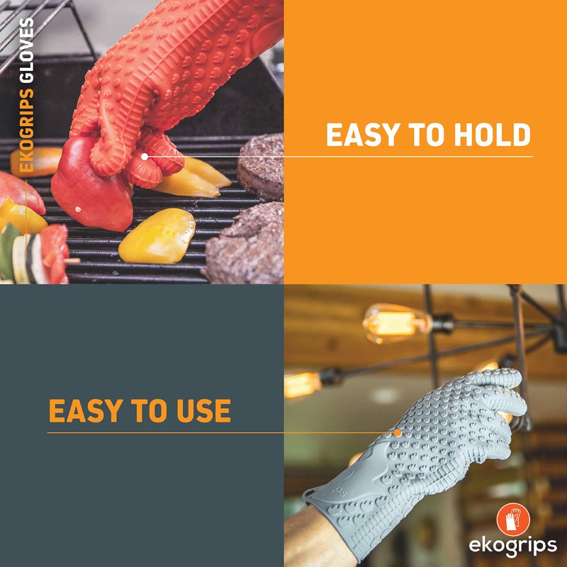 Jolly Green Products Ekogrips Premium Grilling Gloves Heat Resistant BBQ Gloves for Indoor and Outdoor Cooking, Meat Handling Gloves, Kitchen Oven Gloves with Fingers, Silicone Oven Mitts - Image 2