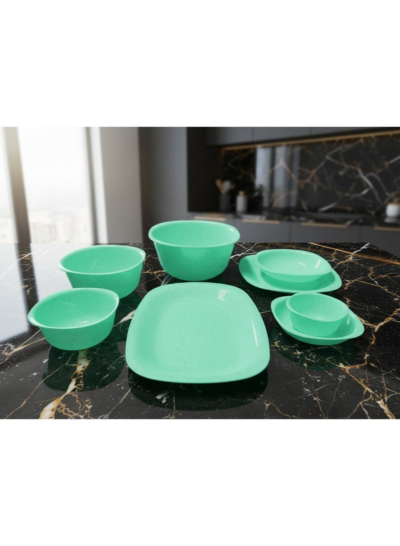 إيكو بلاست طقم عشاء ويف 33 قطعة اطباق واوعية متنوعة من البلاستيك الصحي الآمن للاستخدام الحراري في الميكروويف متعدد الاحجام والاشكال - تركواز جرانيت - Image 4