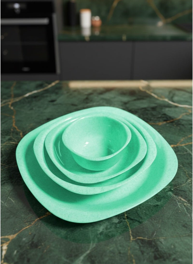 إيكو بلاست طقم عشاء ويف 33 قطعة اطباق واوعية متنوعة من البلاستيك الصحي الآمن للاستخدام الحراري في الميكروويف متعدد الاحجام والاشكال - تركواز جرانيت - Image 2