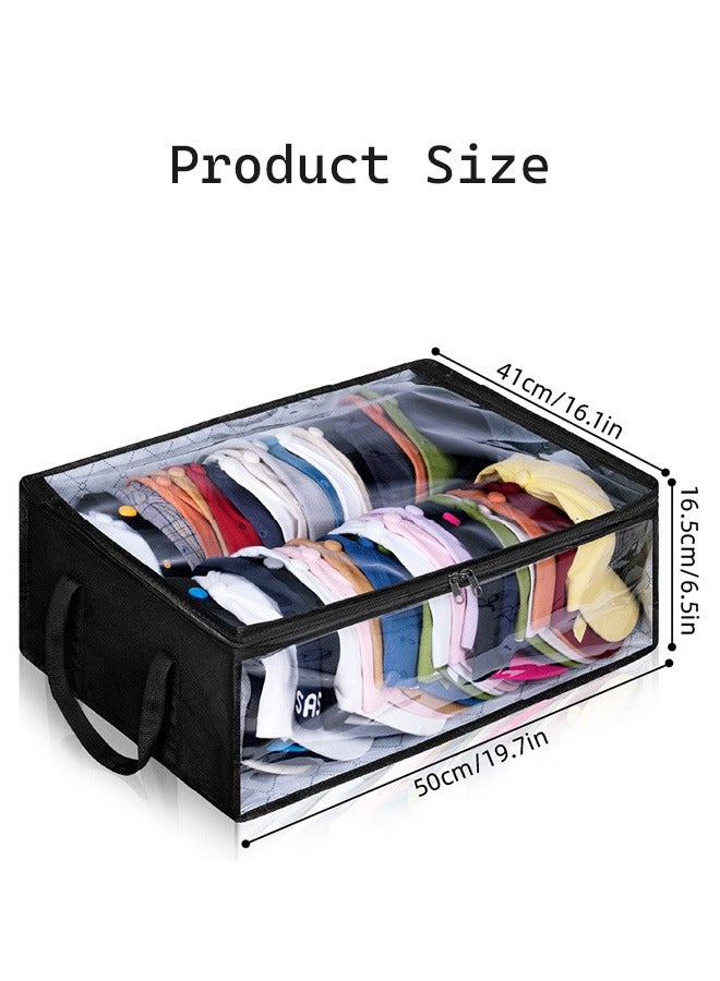 Storage Bag, Large Storage Bag with Clear Window and Handles, Non-woven Fabric Clothes Storage Box, Foldable Clothes Storage Bag, Clothes Organizer, Durable Storage Bag for Closet, Dorm, Bedding, Clothes, Caps, Space Saving(Black) - Image 2