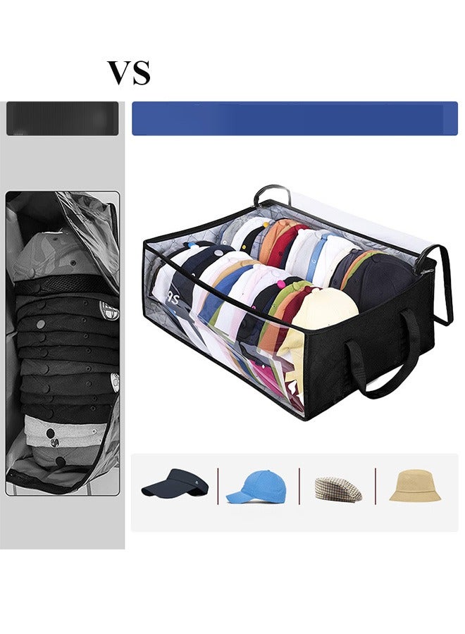 Storage Bag, Large Storage Bag with Clear Window and Handles, Non-woven Fabric Clothes Storage Box, Foldable Clothes Storage Bag, Clothes Organizer, Durable Storage Bag for Closet, Dorm, Bedding, Clothes, Caps, Space Saving(Black) - Image 4