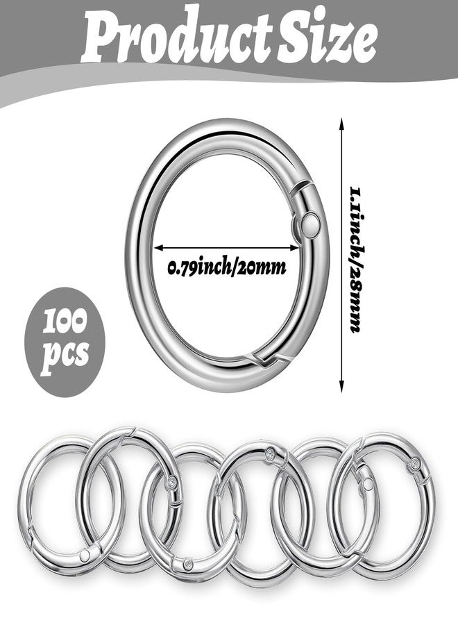 Caeuiciw 100 Pcs Spring O Rings Round Carabiner Snap Clip, 28MM Zinc Alloy Round Keychain Spring O Ring Clip, Bag, Purse, Handbag - Image 2