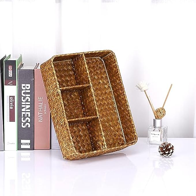 TERRIFI Tea Bag Tray Coffee Station Organizer  Brown  Tea Bag Sugar Packet And Coffee Pod Storage  Kitchen Coffee Bar Divided Basket  Drawer Shelf Countertop Holder - Image 3