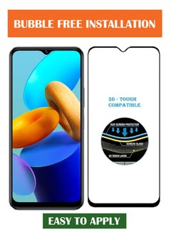 NAFCO For Vivo Y35 5G - Full Glue Tempered Glass Screen Protector - Advanced Border-Less Full Edge to Edge ,Shatterproof , High Responsiveness , Higher Transparency , Quick to Install ,Anti-scratch and Bubble-free Screen Protector - Black  - Image 4
