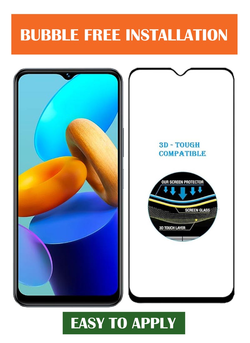 NAFCO - For Vivo Y35 5G - Full Glue Tempered Glass Screen Protector - Advanced Border-Less Full Edge to Edge ,Shatterproof , High Responsiveness , Higher Transparency , Quick to Install ,Anti-scratch and Bubble-free Screen Protector - Black - Image 1
