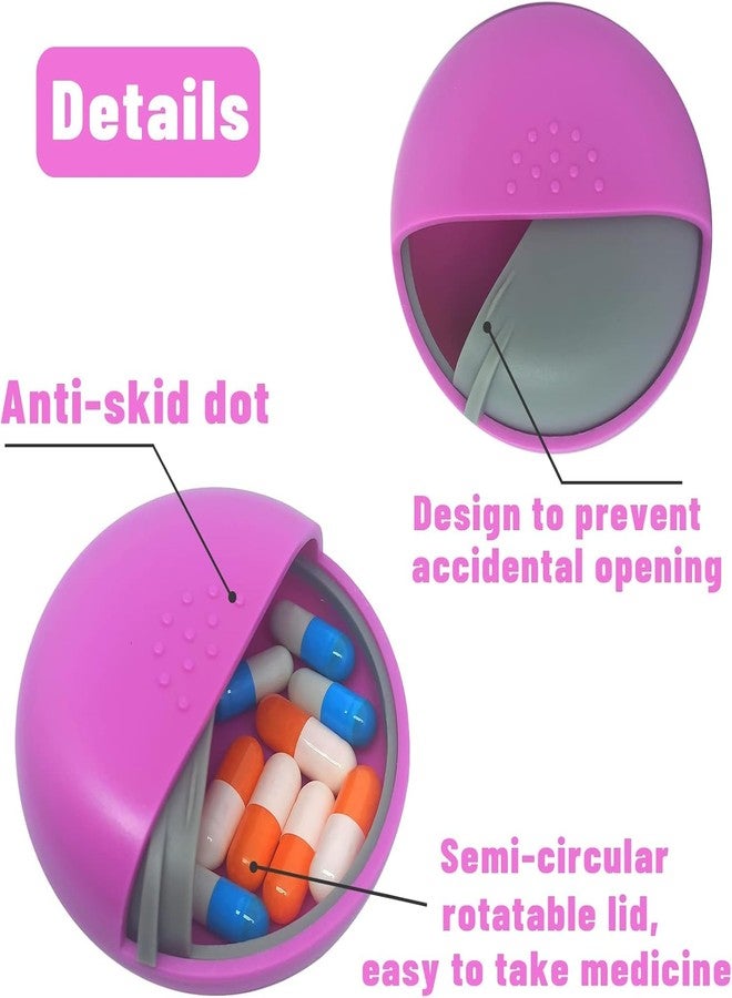 INVODA Round Pill Organizer BPA - Free, Slide Open for Meds & Supplements - Image 4