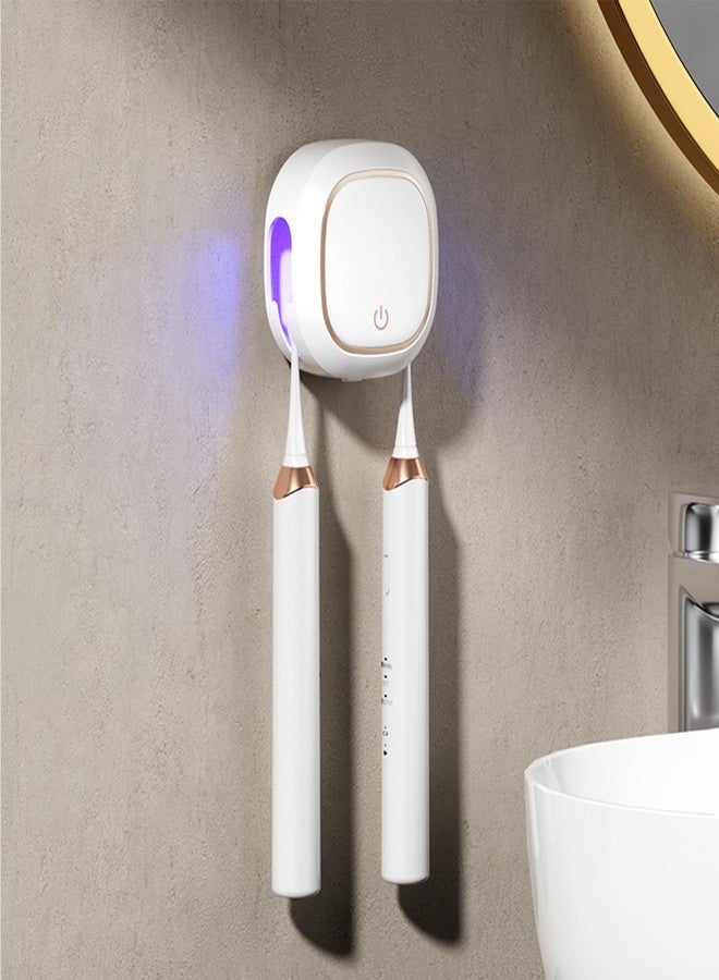 Wekity Bathroom Toothbrush Holder,60°C Hot Air Drying and Automatic Cleaning,Mini Portable Toothbrush Holders,Stylish Bathroom Decor & Accessories for Home & RV (White) - Image 1